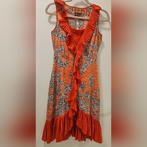 Tory Burch Janetta Silk Ruffle Pleated Dress,Mermaid Hem Size 0